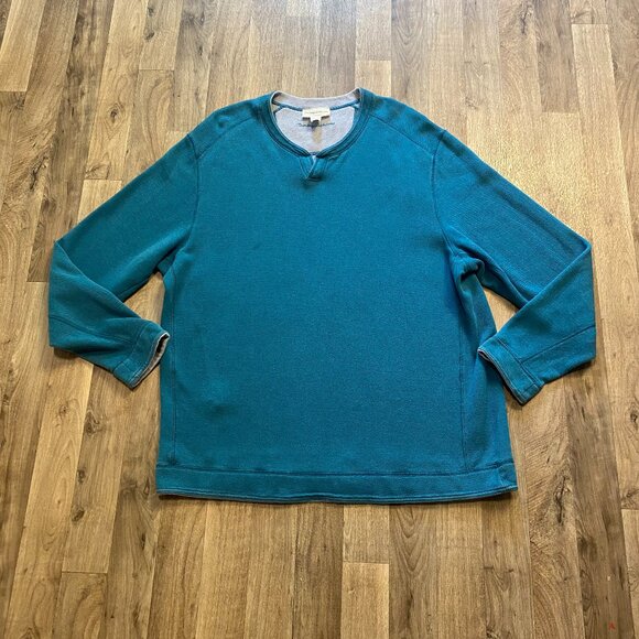 Tommy Bahama Reversible Men's XXL Sweater Teal Gray (stained) - Picture 1 of 7